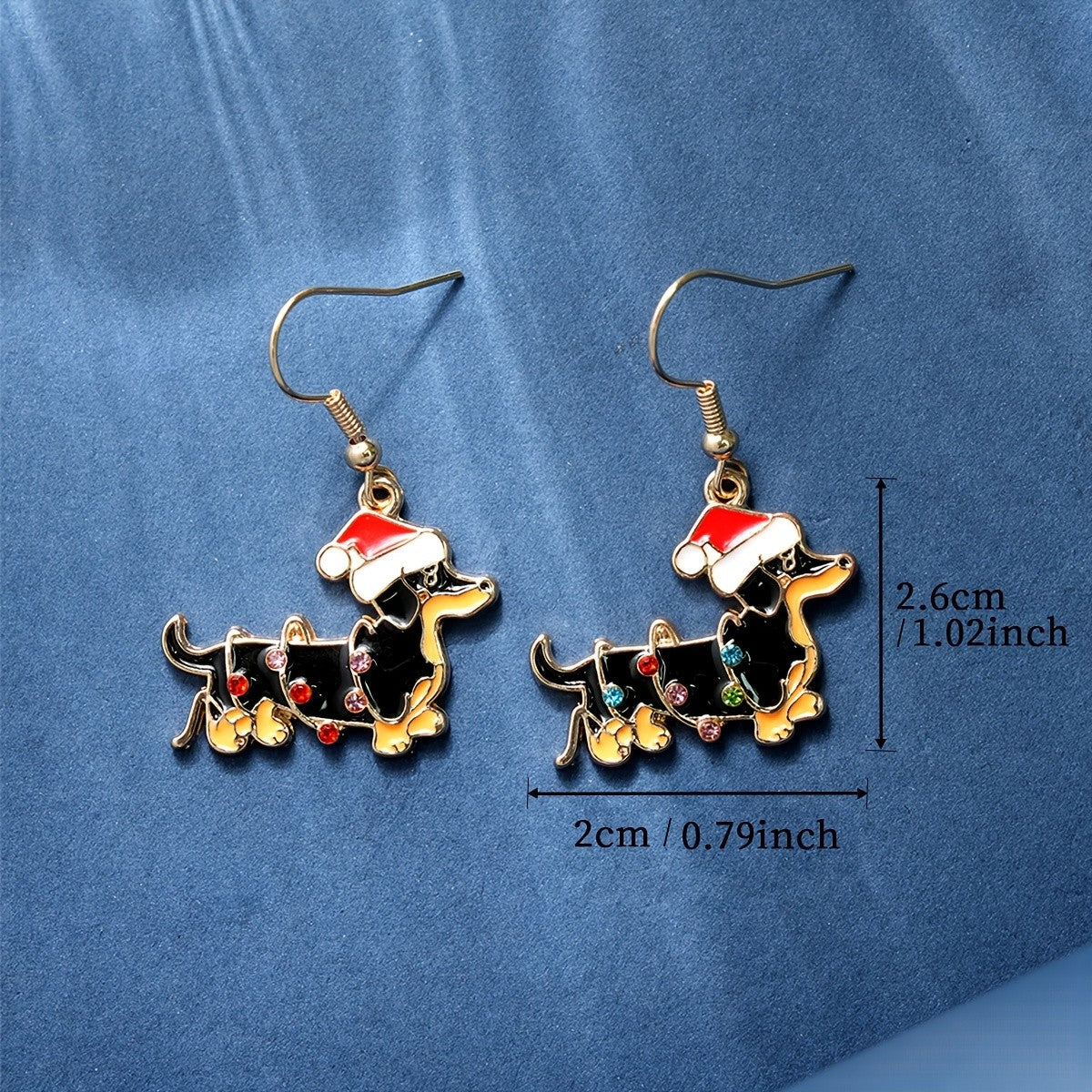Cute Christmas Dachshund Earrings