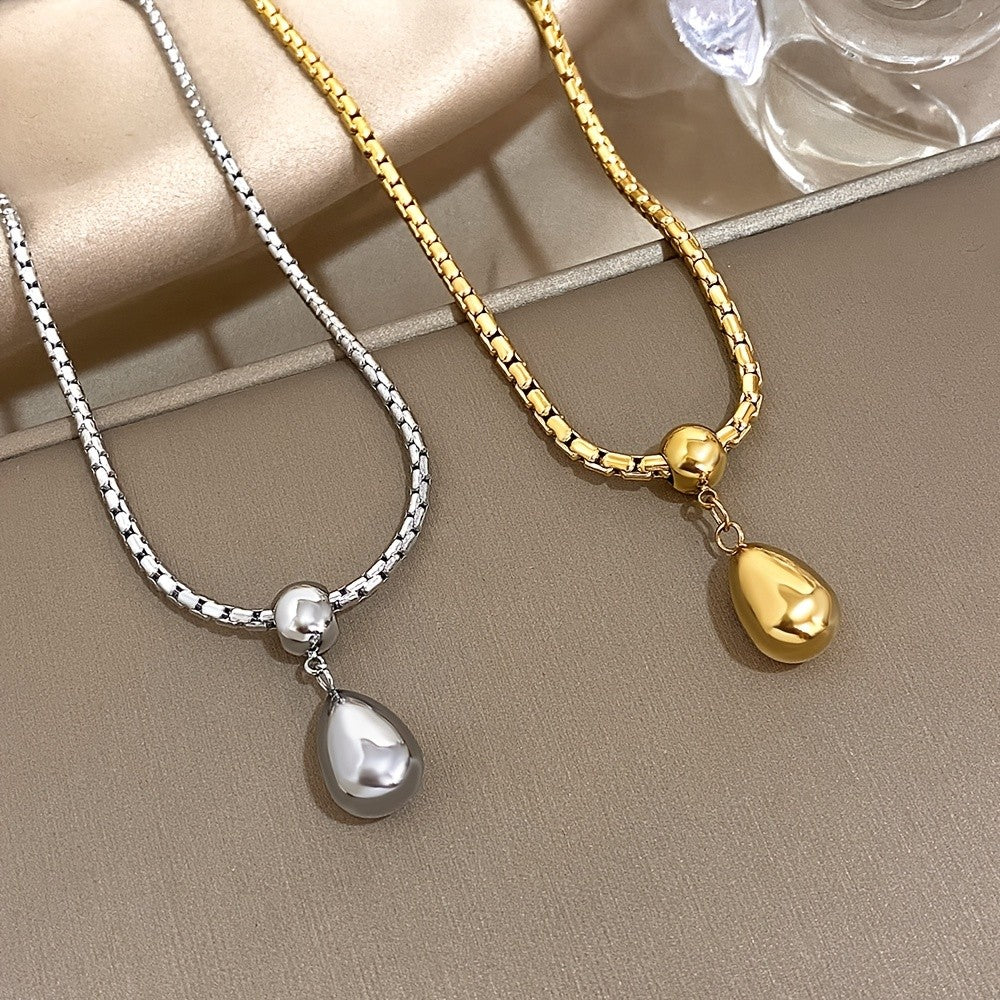 Classy Golden Water Drop Pendant Necklace