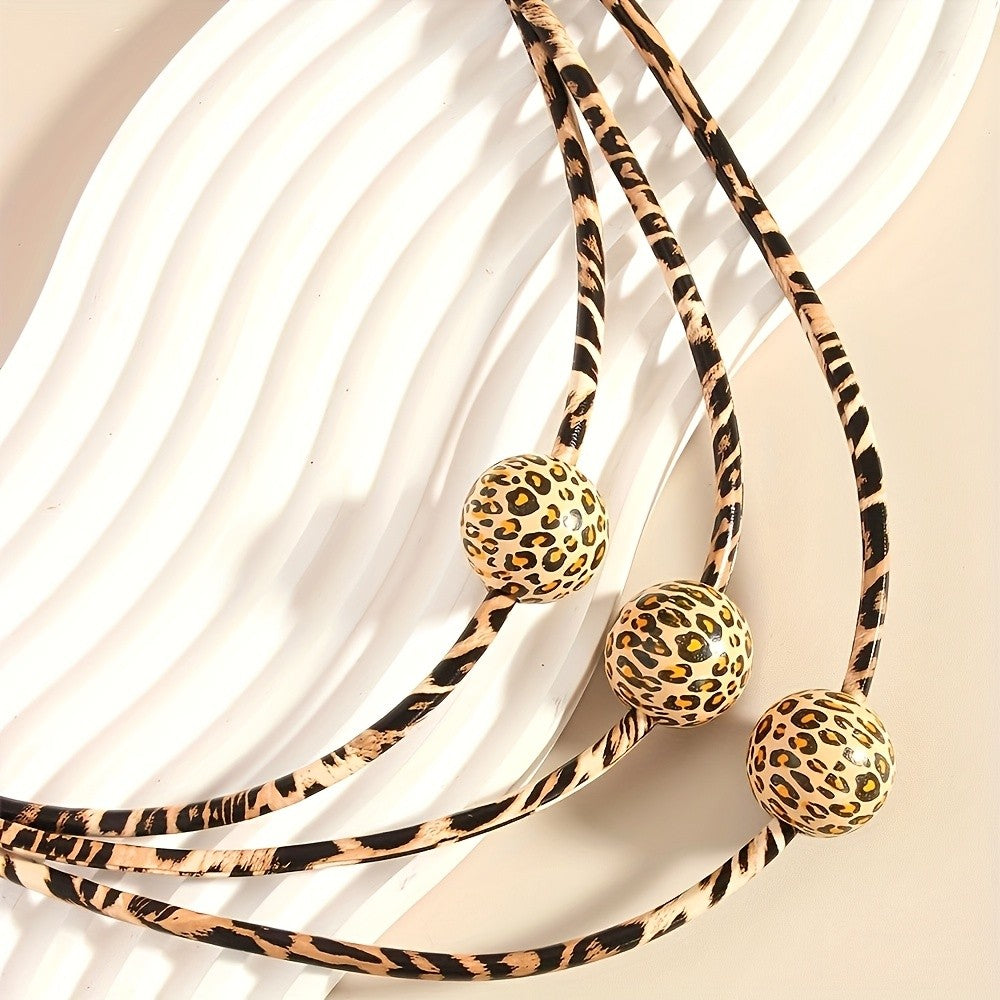 Layered Leopard Print Rope Necklace