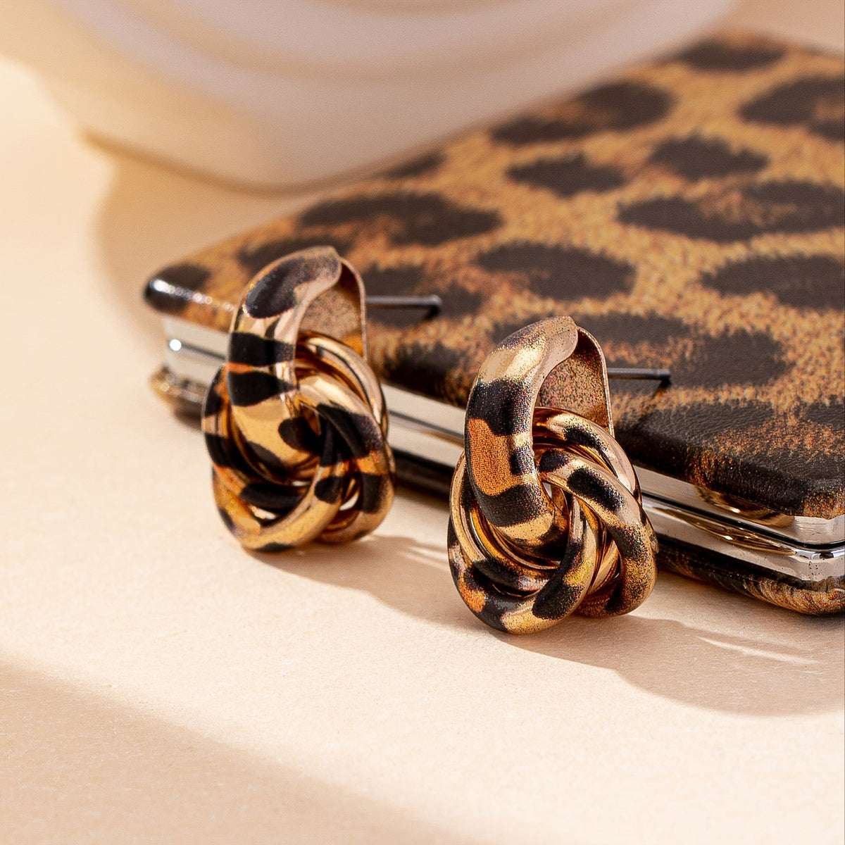 Classy Leopard Print Knot Earrings