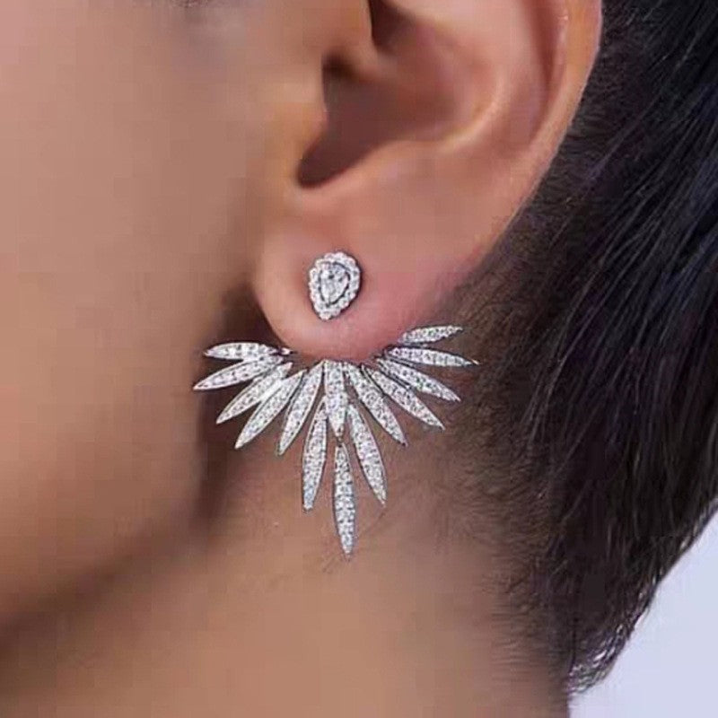 Classy detachable leaf fan earrings