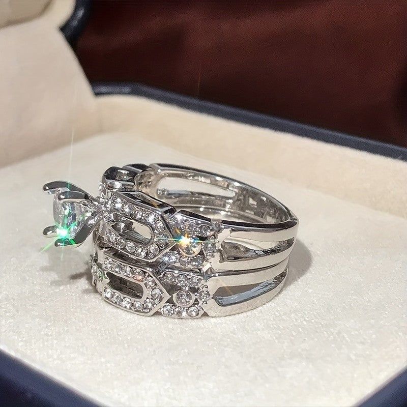 Classy Zircon Stacked Ring Set