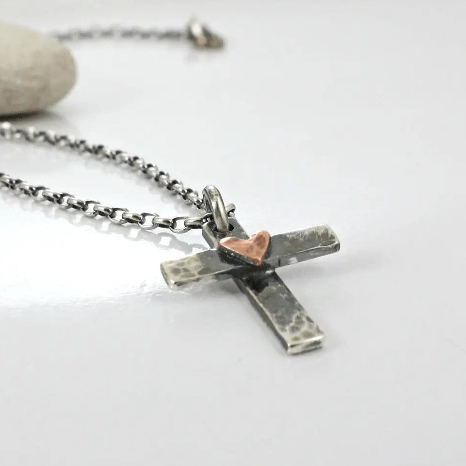 Dainty Hammered Cross Necklace