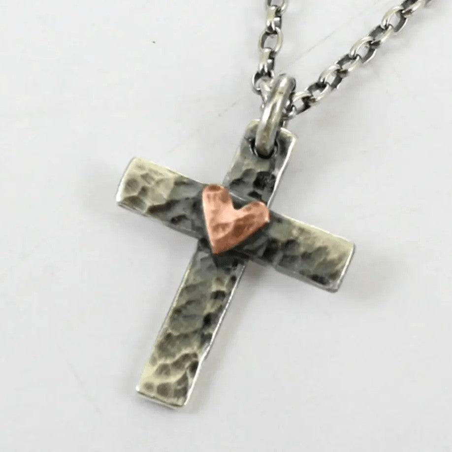 Dainty Hammered Cross Necklace