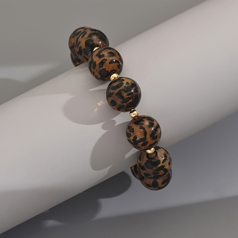 Vintage Leopard Print Beaded Bracelet