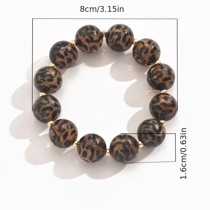 Vintage Leopard Print Beaded Bracelet