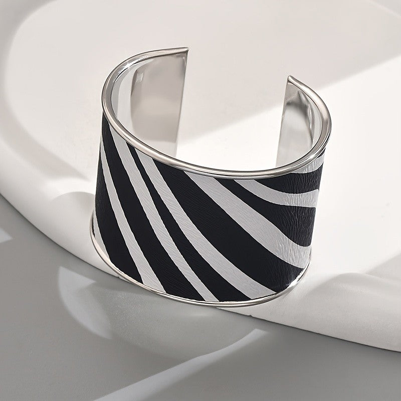 Elegant Zebra Print Wide Cuff Bracelet