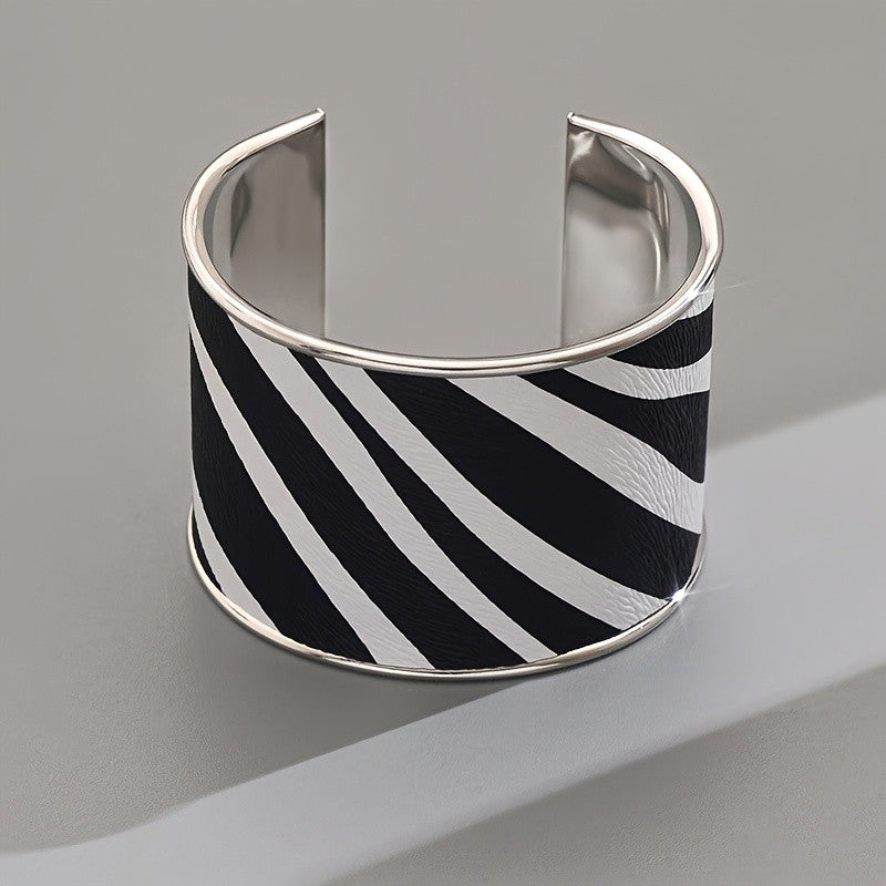 Elegant Zebra Print Wide Cuff Bracelet