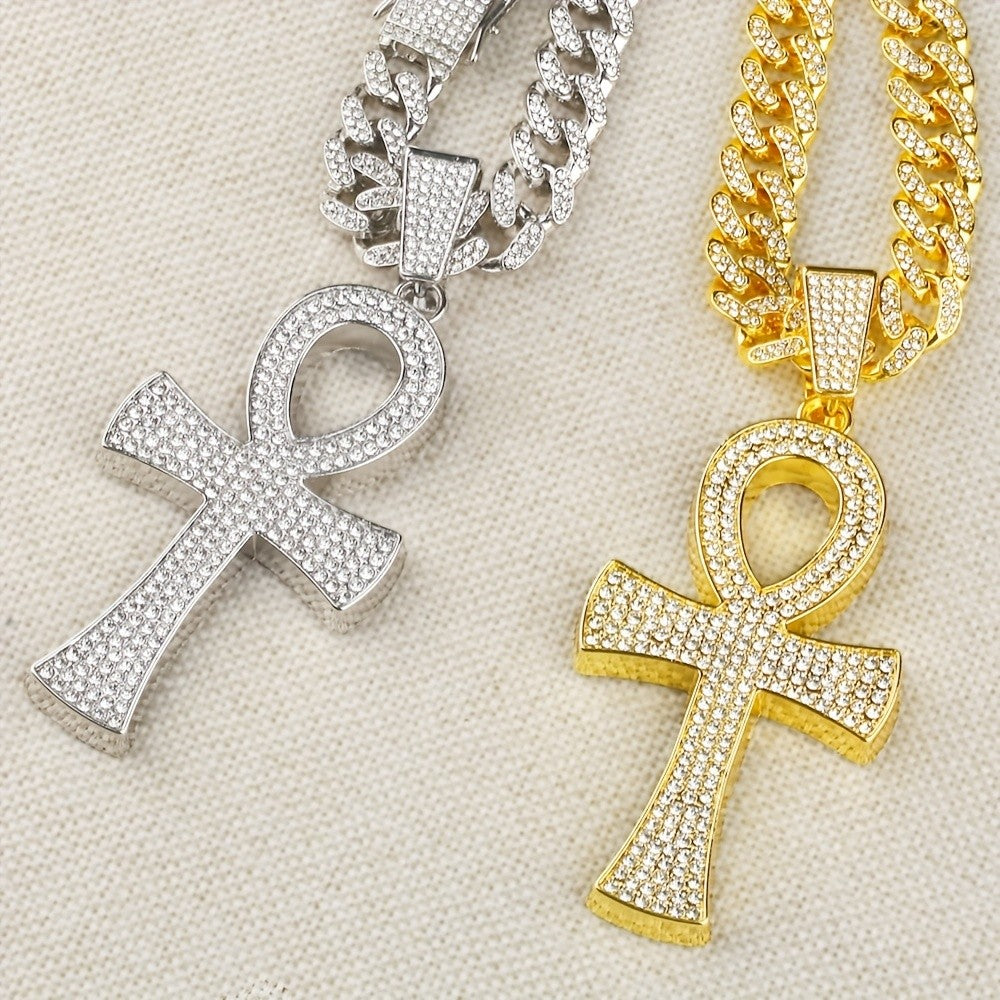 Iced Out Ankh Cuban Link Necklace