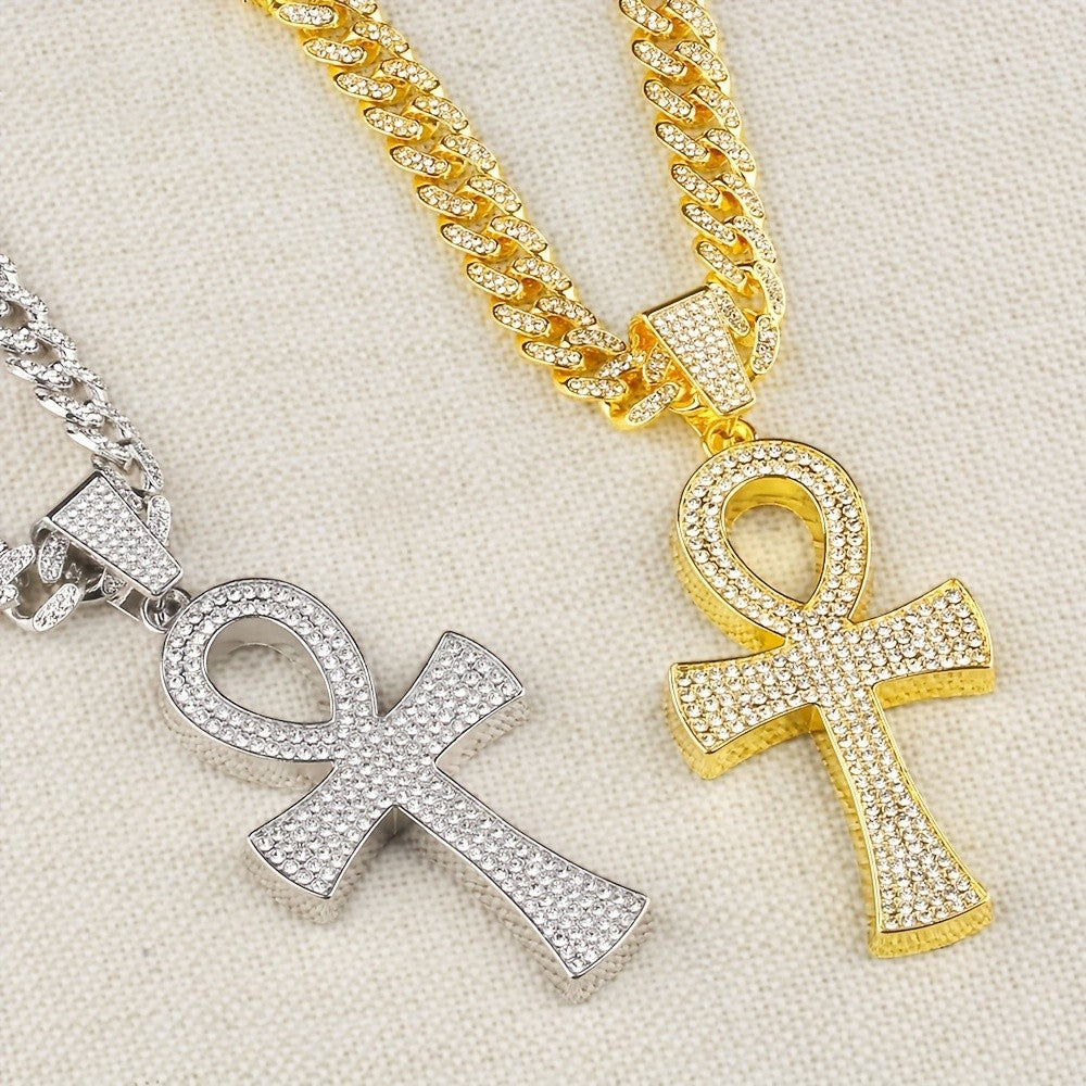 Iced Out Ankh Cuban Link Necklace