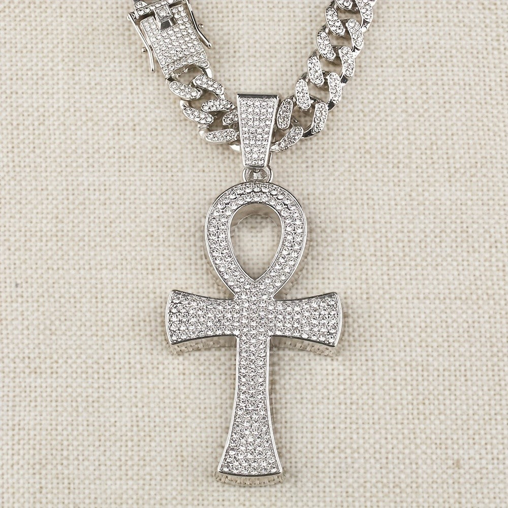 Iced Out Ankh Cuban Link Necklace