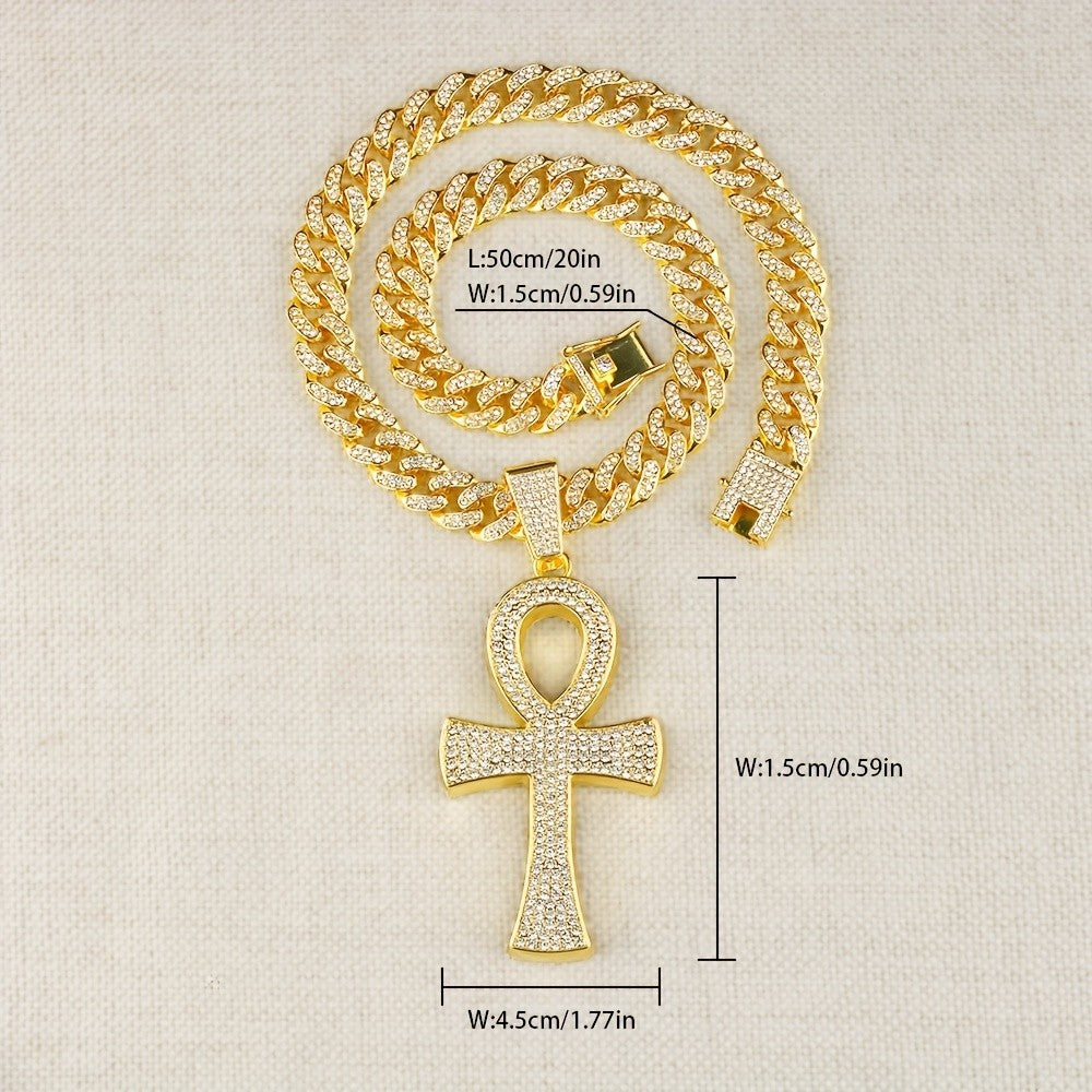 Iced Out Ankh Cuban Link Necklace