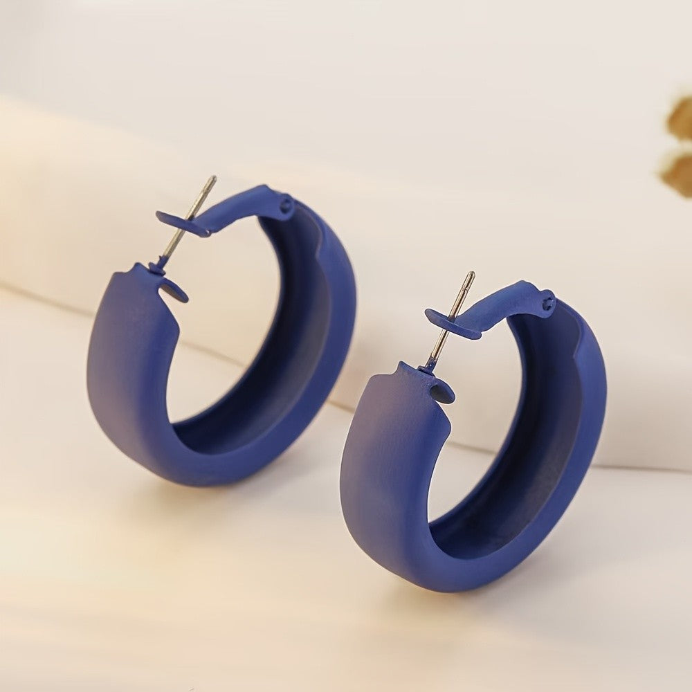 Vintage Glossy Red Wide Hoop Earrings