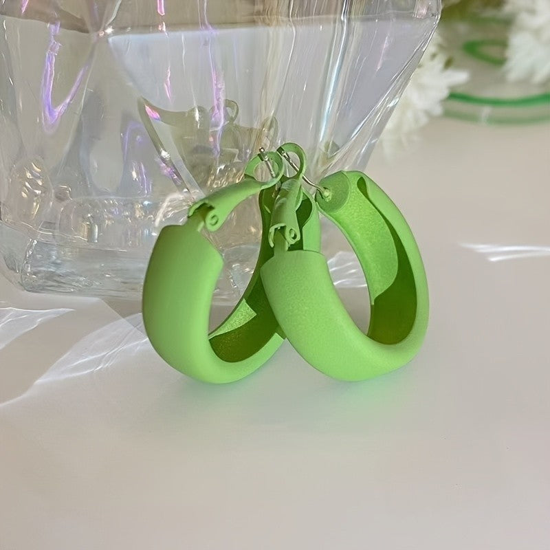 Vintage Glossy Red Wide Hoop Earrings