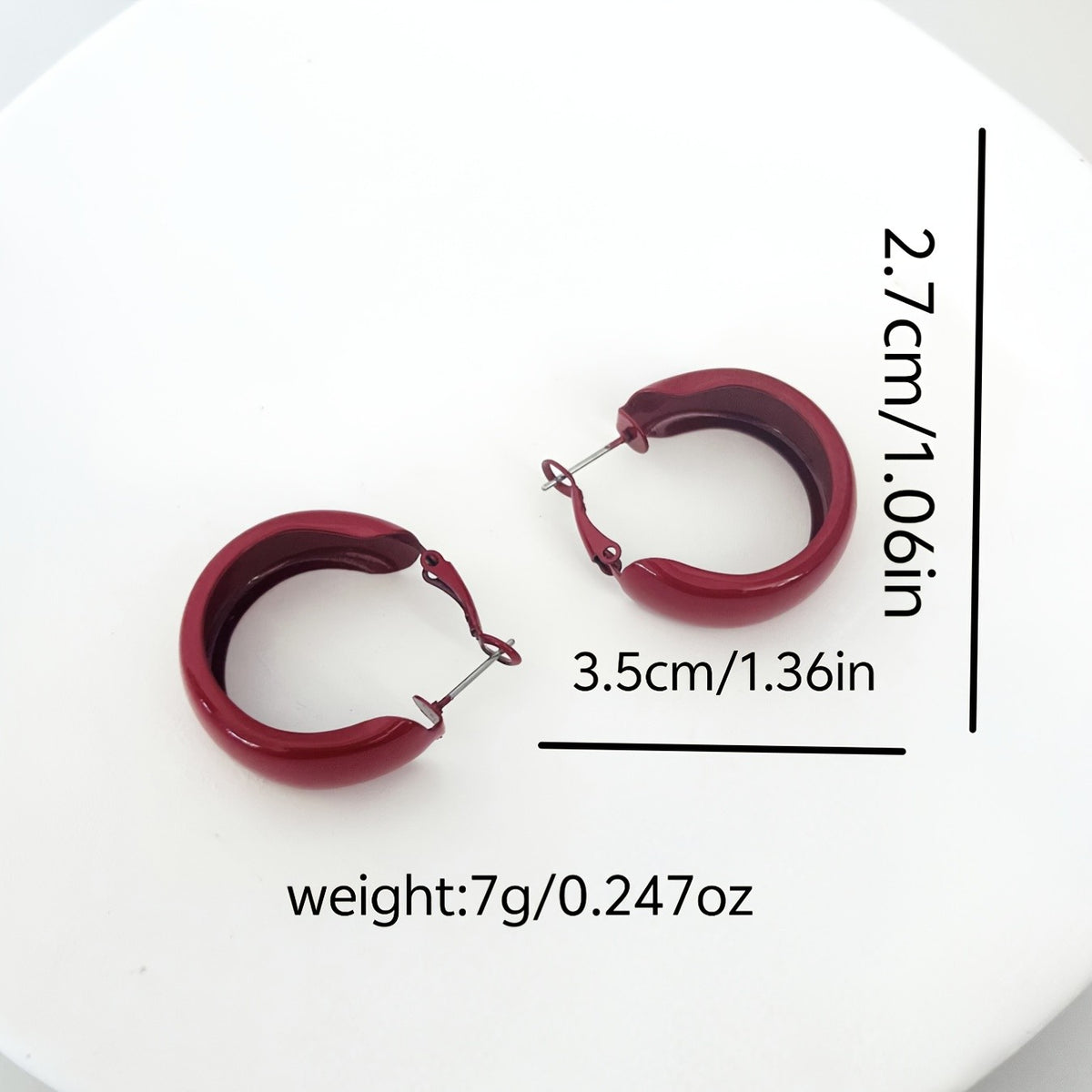 Vintage Glossy Red Wide Hoop Earrings