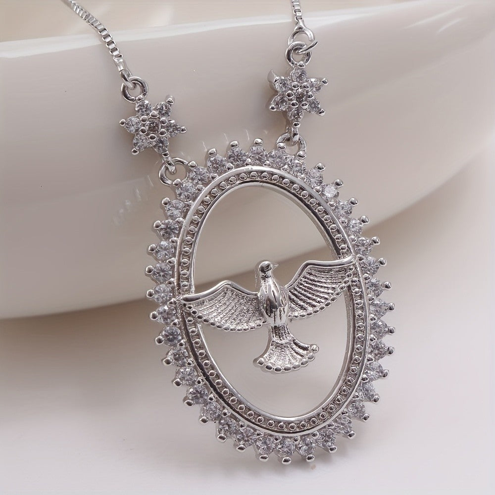 18k Classy Zircon Peace Dove Necklace