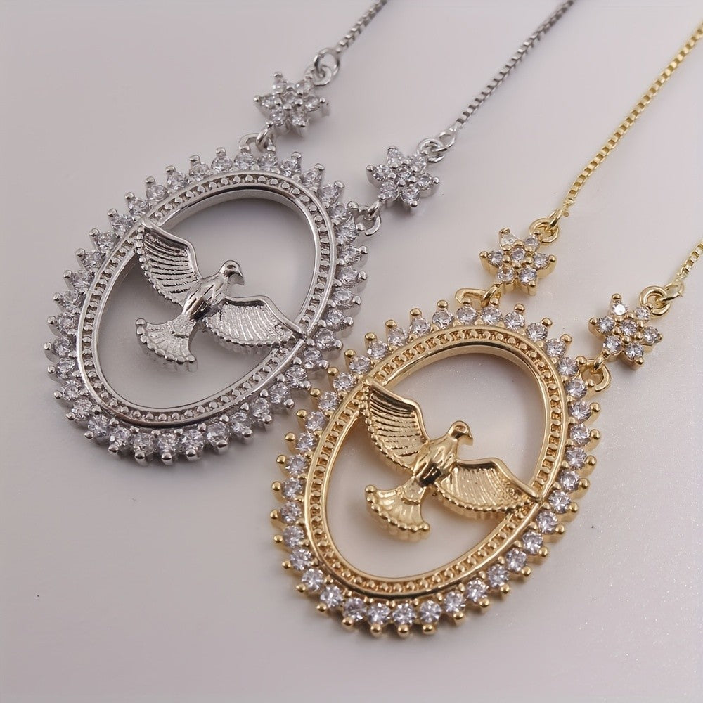 18k Classy Zircon Peace Dove Necklace