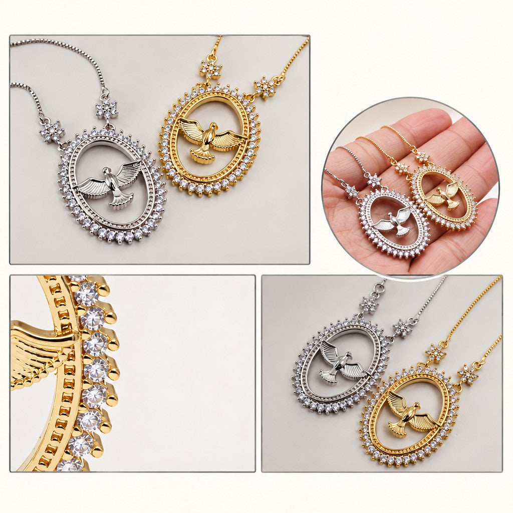 18k Classy Zircon Peace Dove Necklace