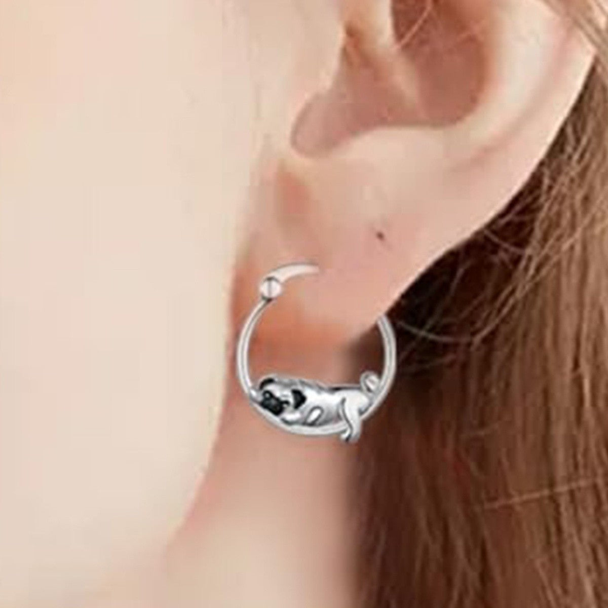 Cute Pug Hoop Earrings