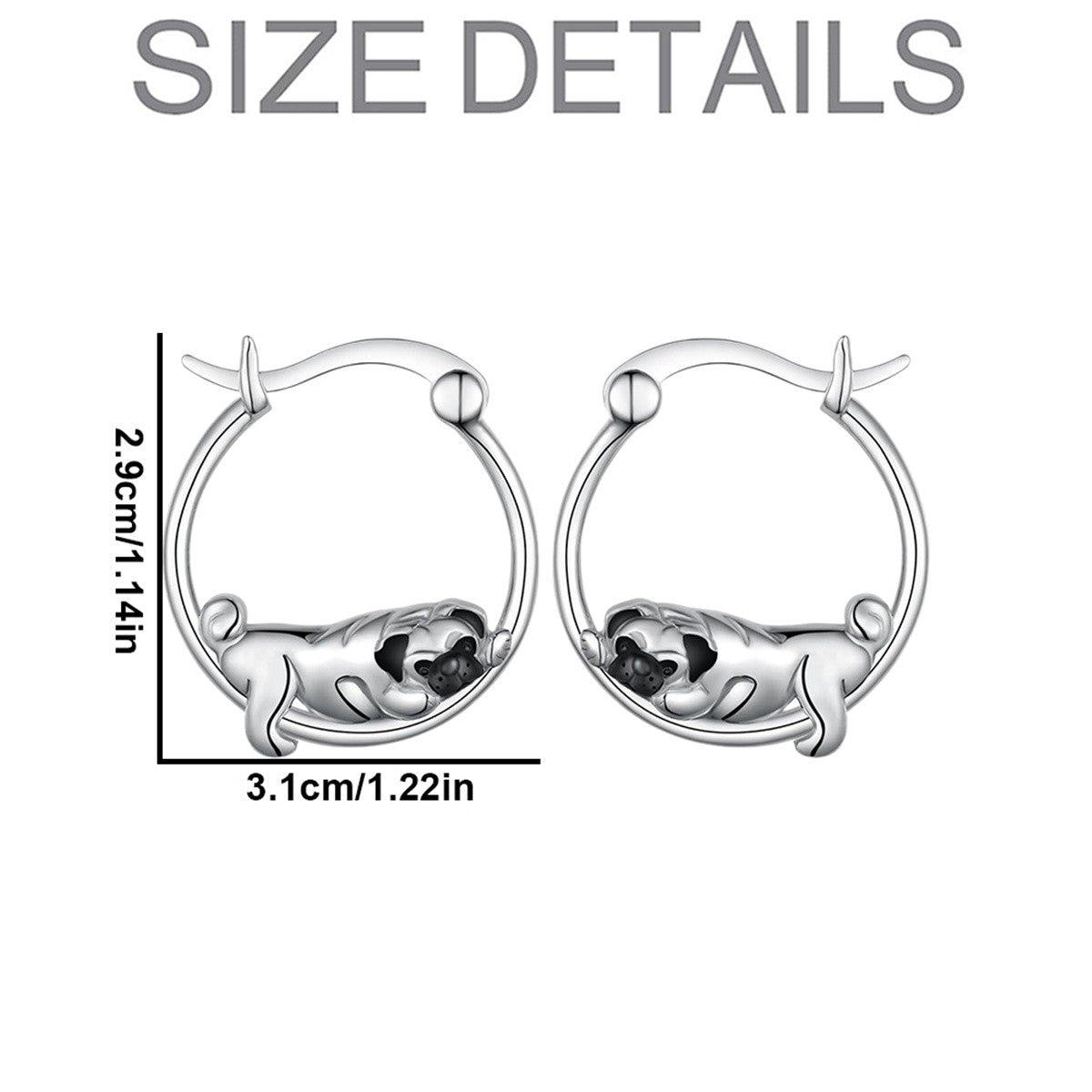 Cute Pug Hoop Earrings