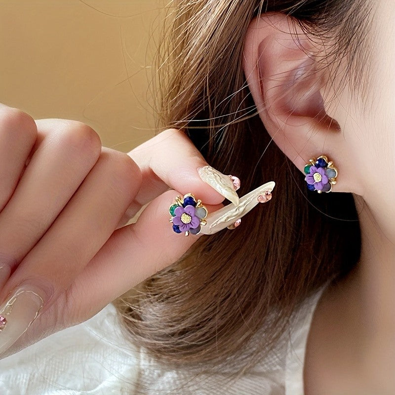 Classy Multicolor Floral Stud Earrings