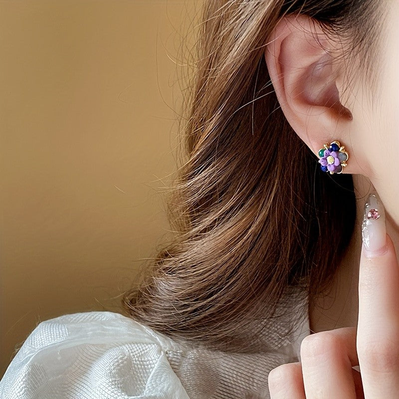 Classy Multicolor Floral Stud Earrings