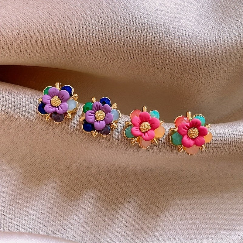 Classy Multicolor Floral Stud Earrings