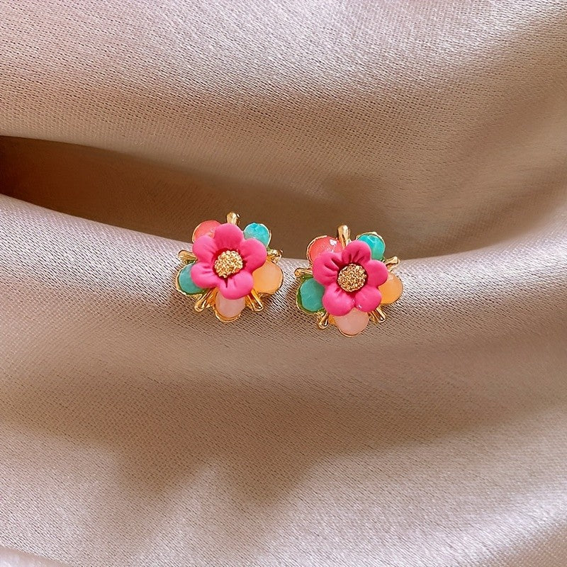 Classy Multicolor Floral Stud Earrings