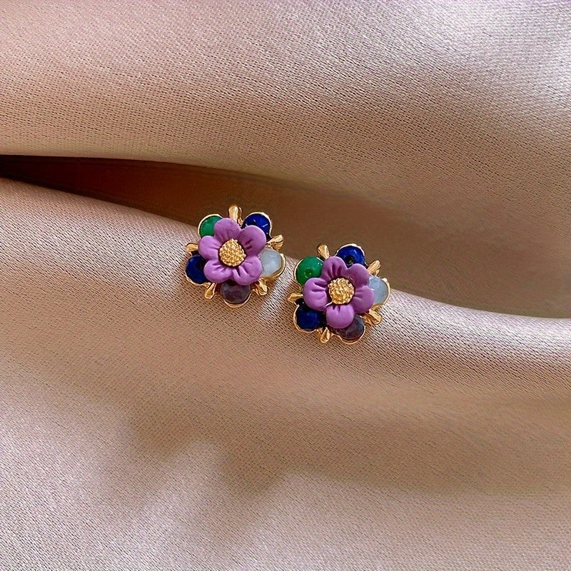 Classy Multicolor Floral Stud Earrings