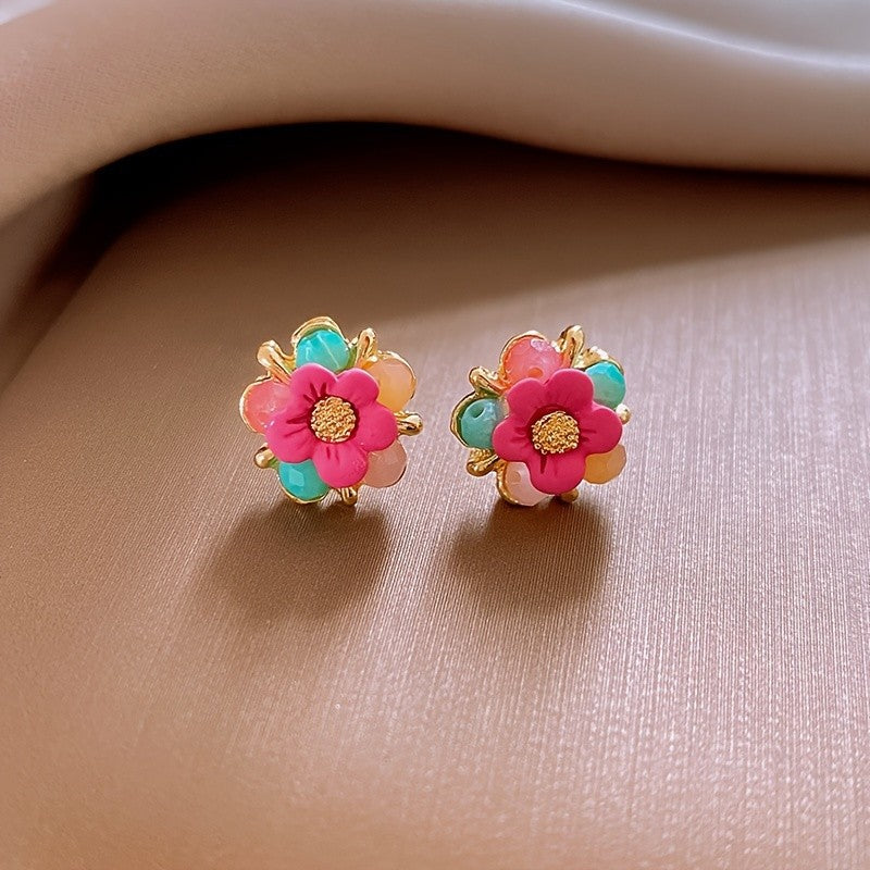 Classy Multicolor Floral Stud Earrings