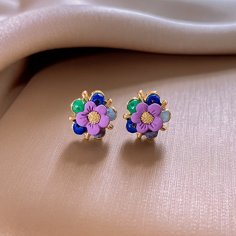 Classy Multicolor Floral Stud Earrings
