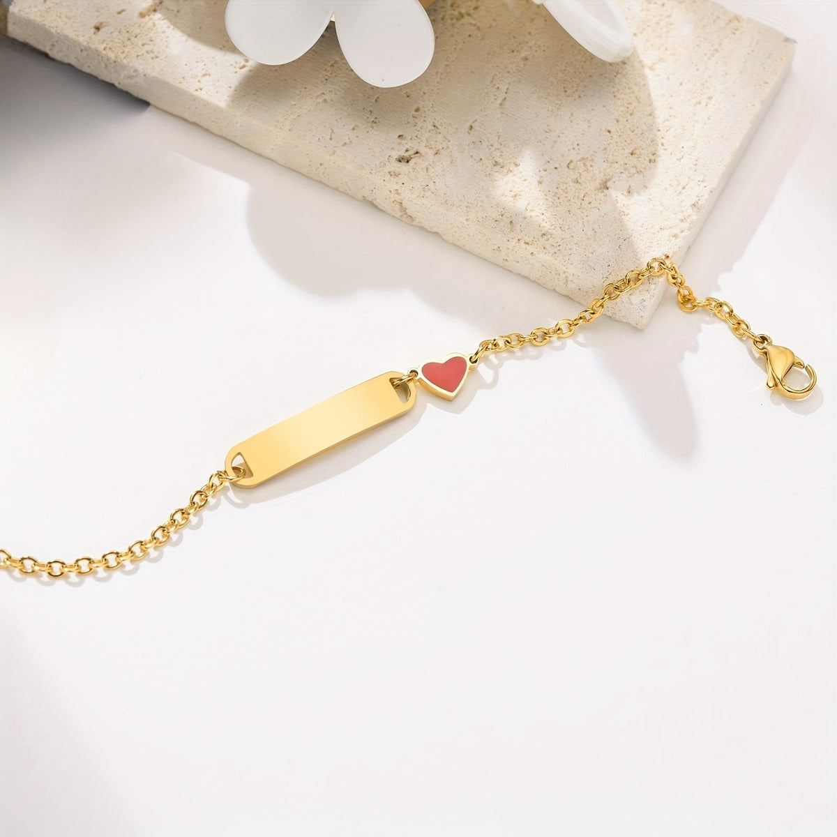 18k Dainty Mom and Baby Heart Bracelet Set