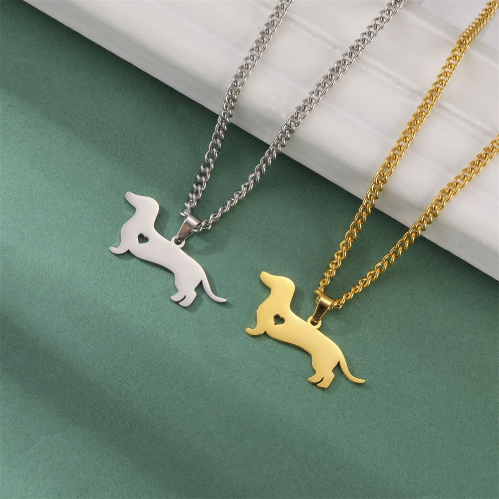 18k Dainty Dachshund Dog Necklace