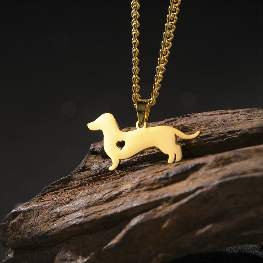 18k Dainty Dachshund Dog Necklace