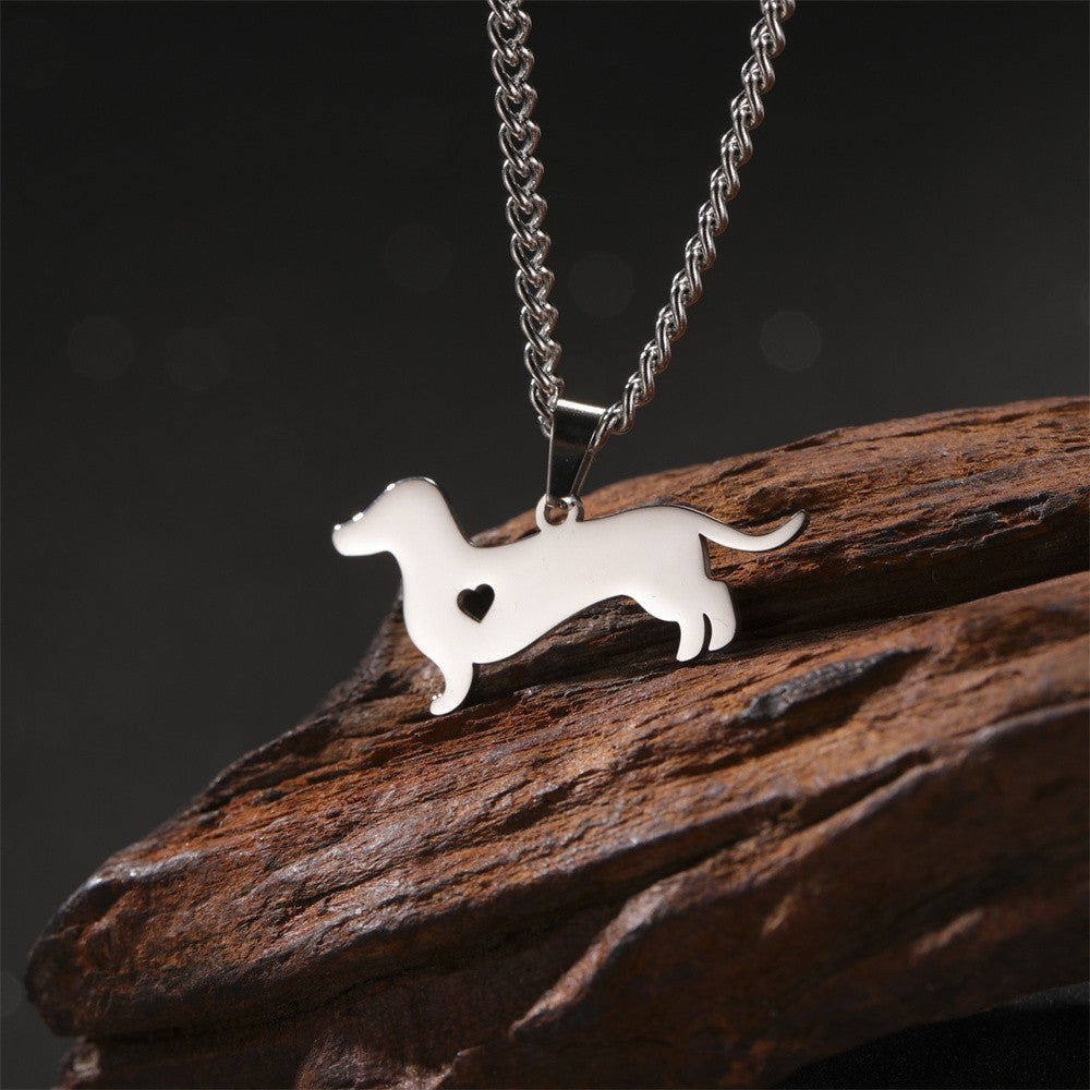 18k Dainty Dachshund Dog Necklace
