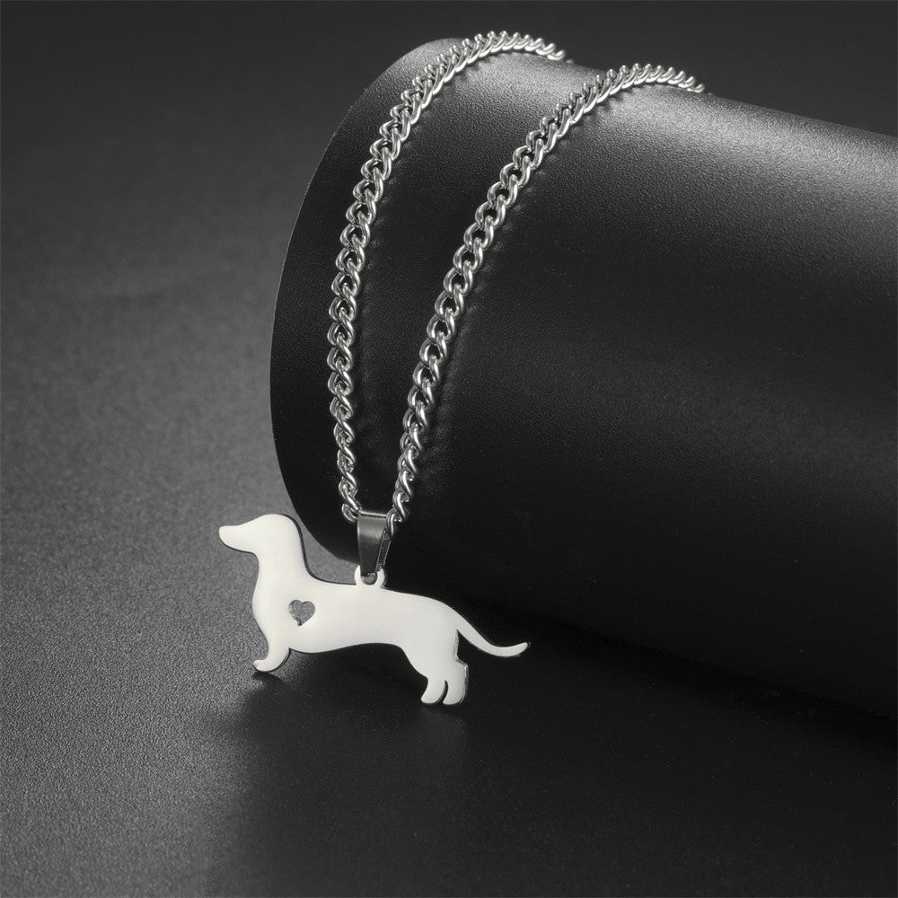 18k Dainty Dachshund Dog Necklace