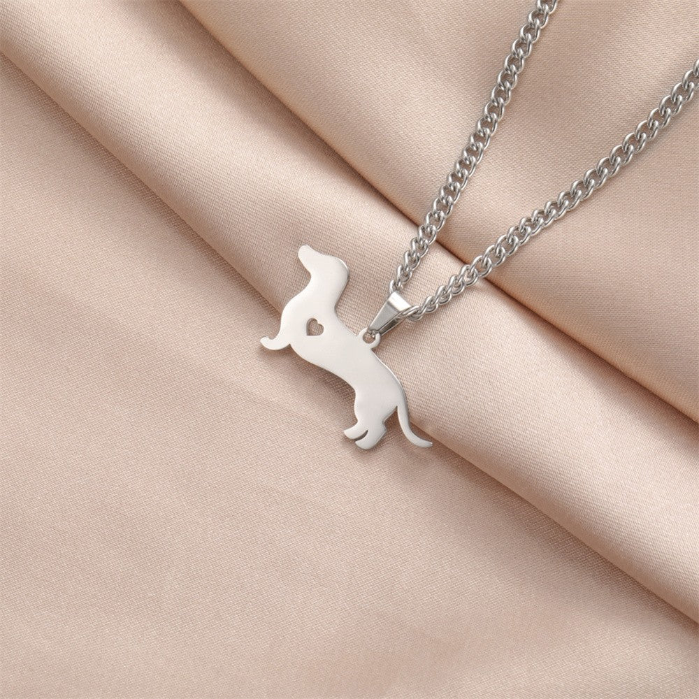 18k Dainty Dachshund Dog Necklace
