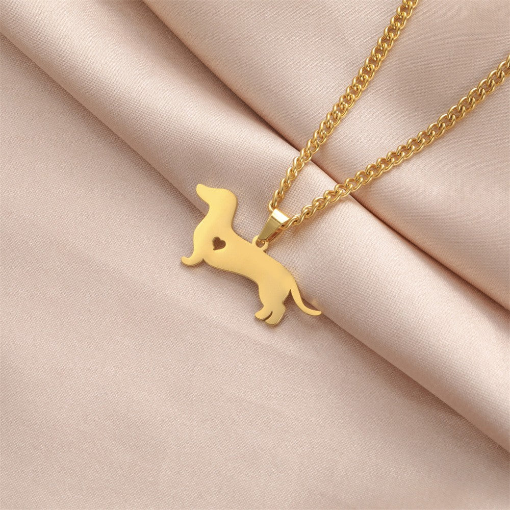 18k Dainty Dachshund Dog Necklace