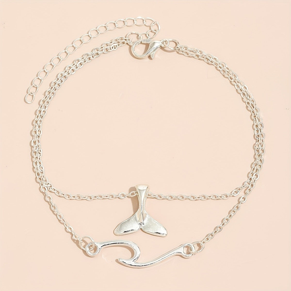 Dainty Whale Tail & Wave Anklet Set