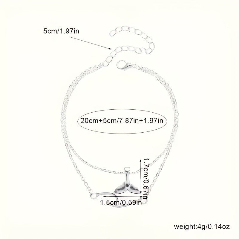 Dainty Whale Tail & Wave Anklet Set