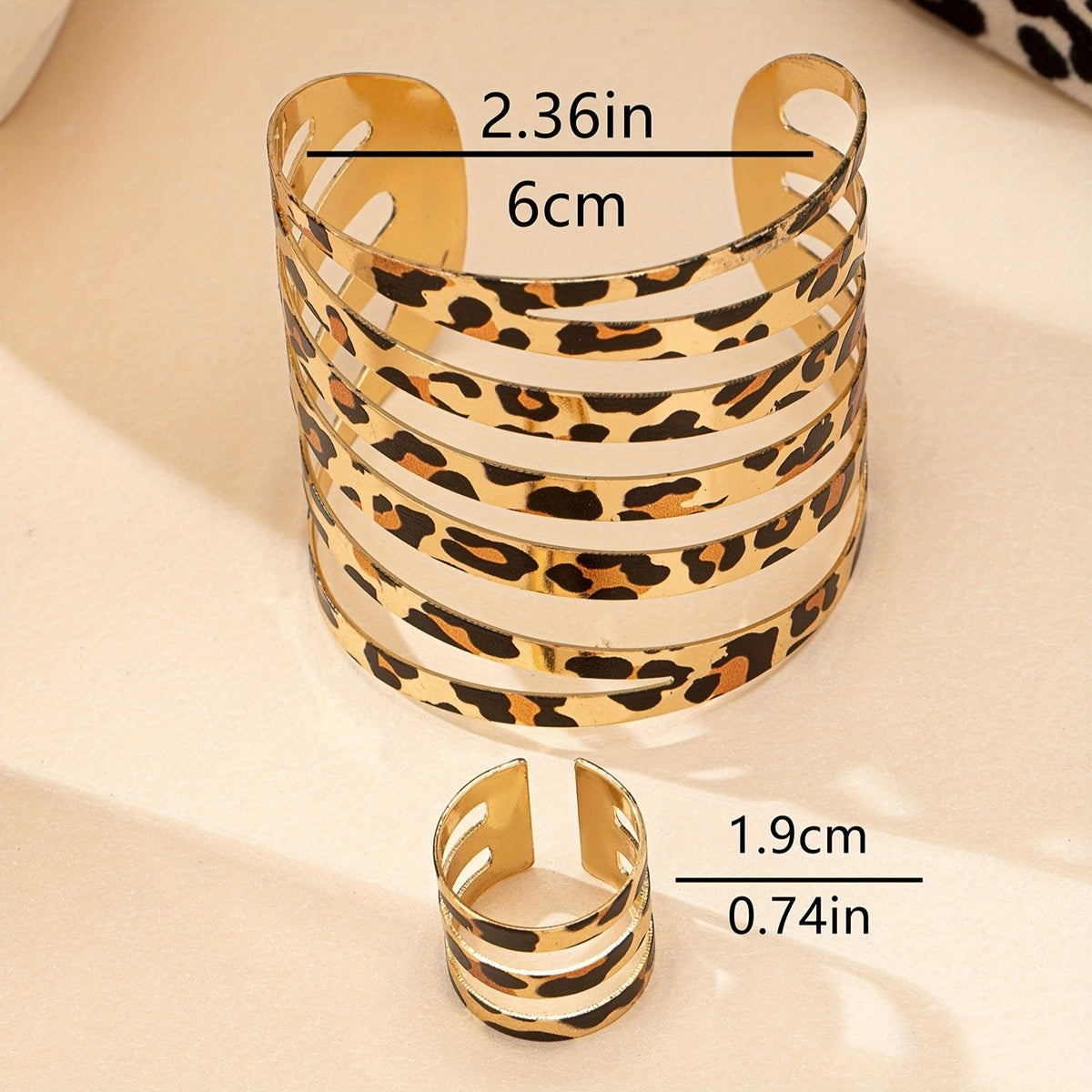Classy Leopard Print Cuff Bracelet Set