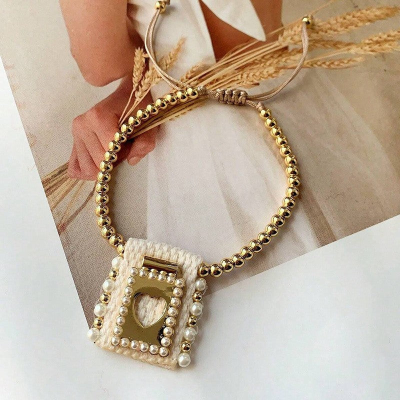 18k Boho Woven Religious Charm Bracelet