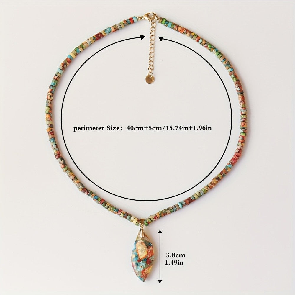 Boho Multicolor Stone Pendant Necklace