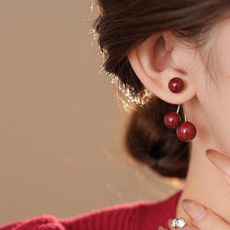 Classy Red Cherry Drop Earrings