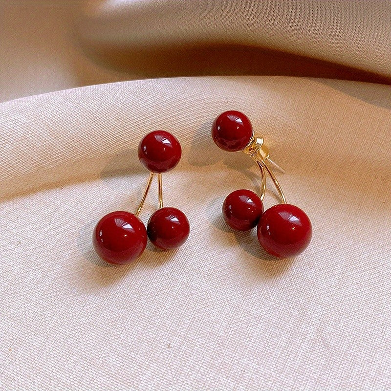 Classy Red Cherry Drop Earrings