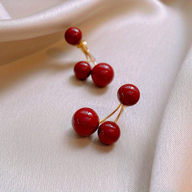 Classy Red Cherry Drop Earrings