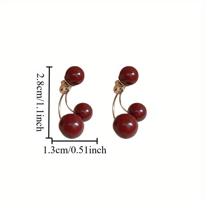 Classy Red Cherry Drop Earrings