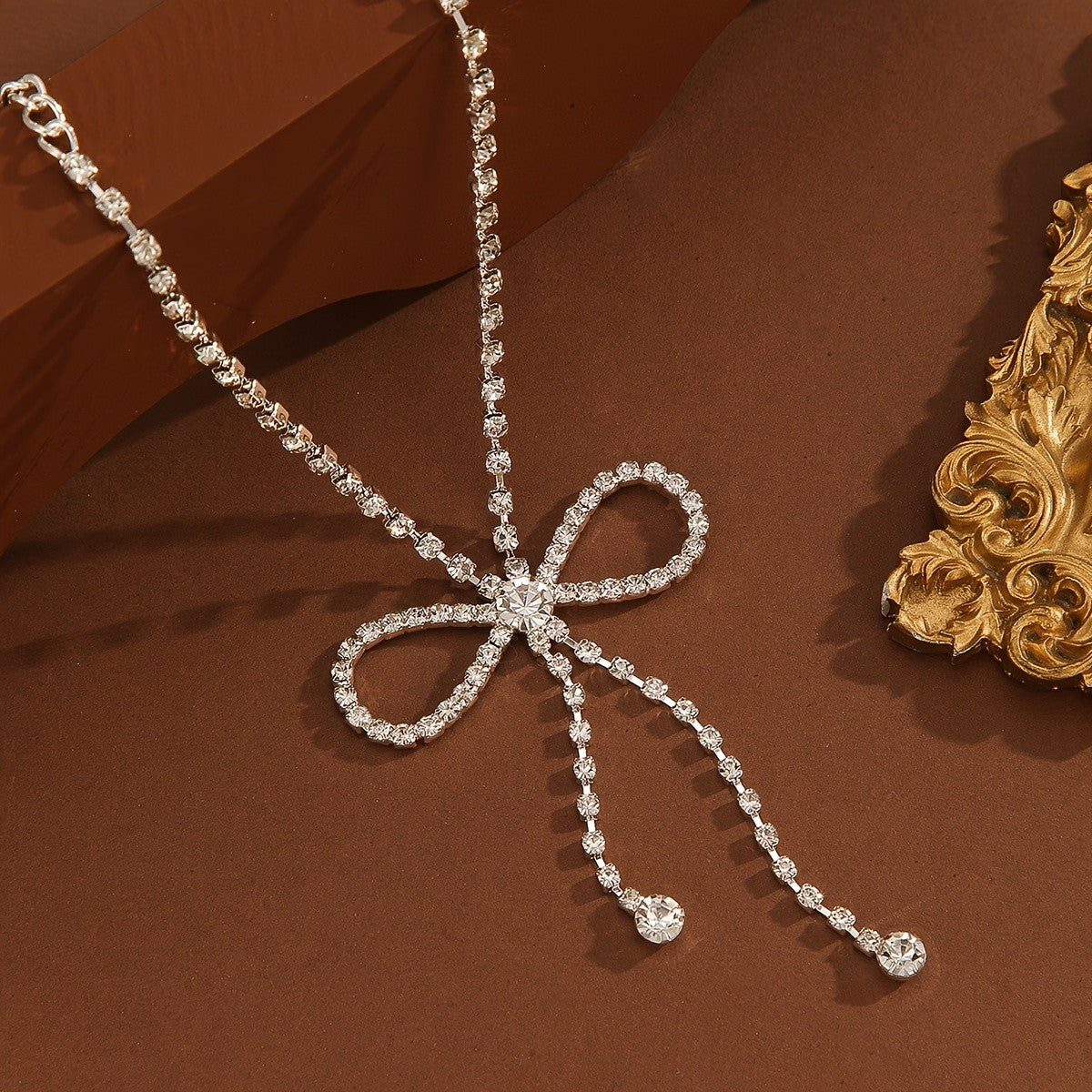 Dainty Crystal Bow Tassel Anklet