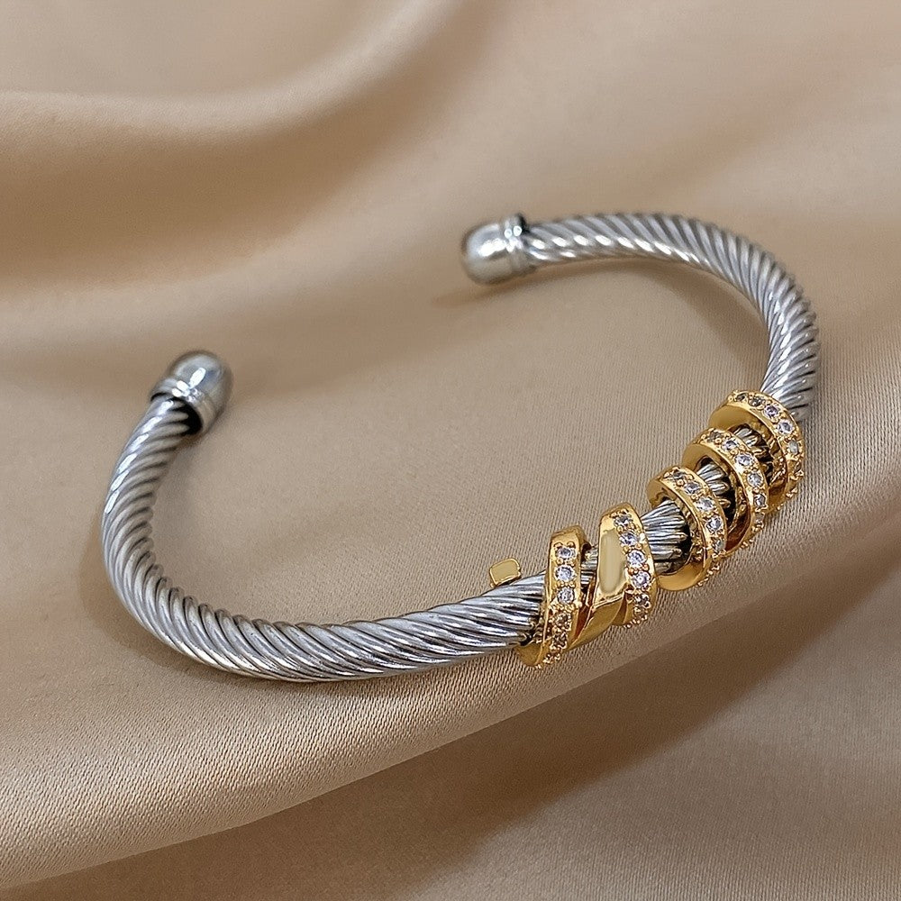 Classy Twisted Zircon Cuff Bracelet