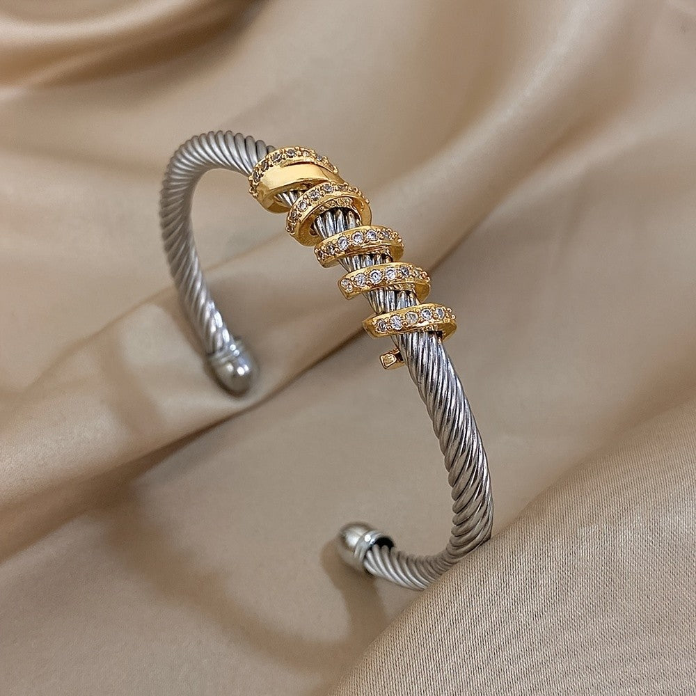 Classy Twisted Zircon Cuff Bracelet